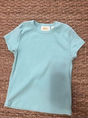 Anthropologie Short Sleeve Tee in Aqua Blue